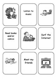 English Worksheet: Free time activities - Memory game I