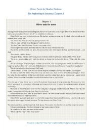 English Worksheet: Oliver Twist Chapter 1 Comprehension