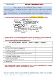 English Worksheet: personality adjectives (in Job interview)