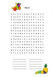 English Worksheet: wordsearch fruit