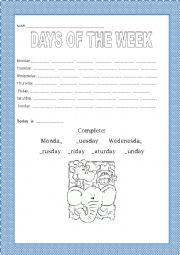 English Worksheet: Days of the week