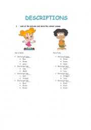 English Worksheet: Physical descriptions