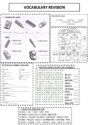 English Worksheet: Vocabulary revision