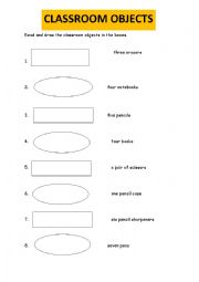 English Worksheet: Classroom Objects