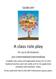 English Worksheet: CLUBS DAY ROLE PLAY