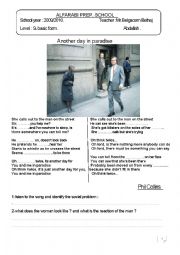 English Worksheet: another Day in Paradise/ Phil Collins