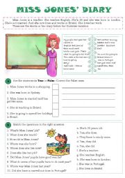 English Worksheet: Miss Jones Diary