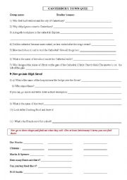 English Worksheet: Canterbury town quiz