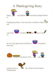 English Worksheet: A Thanksgiving story