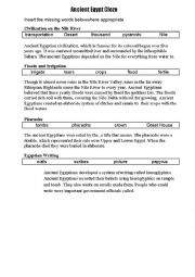 English Worksheet: Ancient Egypt missing words