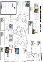 English Worksheet: English-speaking countries (+ BE and nationalities)