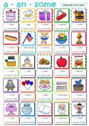 English Worksheet: a - an - some