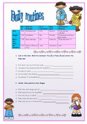 English Worksheet: DAily routines