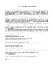 English Worksheet: Education is Important