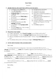 English Worksheet: Future forms test (3 variants, key included)