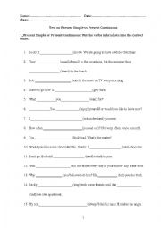 English Worksheet: Present simple vs present continuous