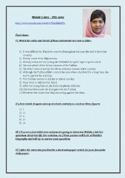 English Worksheet: The Peace Nobel Prize - Malalas story video BBc 