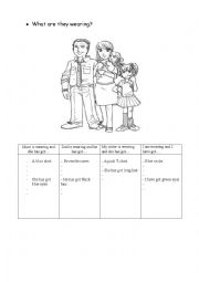 English Worksheet: What are they wearing and family