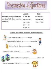 English Worksheet: Possessive adjective