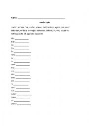 English Worksheet: Prefix Quiz