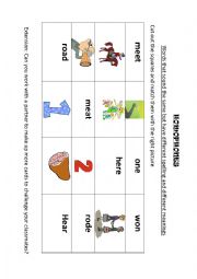 English Worksheet: Homophones Matching Games
