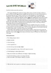 English Worksheet: Exam global warming 