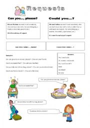 English Worksheet: Requests: Can you ...,please?/Could you...?