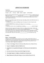 English Worksheet: Aspects of Exercise