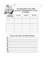 MySpellings Worksheet