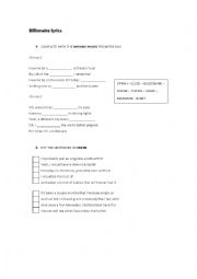 English Worksheet: Travie McCoy (feat. Bruno Mars) - Billionaire (clean version) lyrics