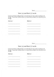 English Worksheet: Short vowels a & i practice