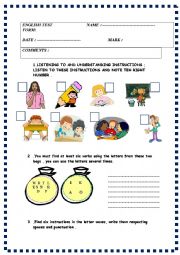 English Worksheet: Classroom language test