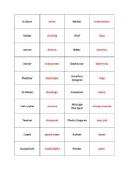 English Worksheet: Professions Memory Game