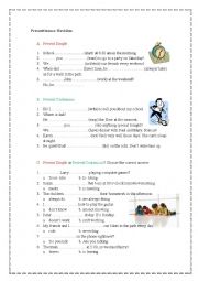 English Worksheet: Present Simple or Continuous? 3 exercices + key