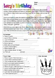 English Worksheet: LUCYS BIRTHDAY