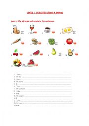 English Worksheet: LIKES AND DISLIKES (food)