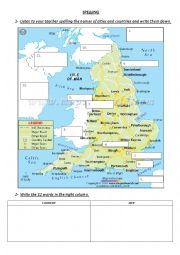 Spelling practice : cities and coutries in the United Kingdom
