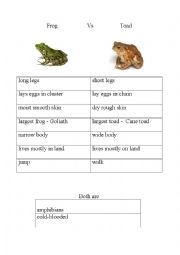 English Worksheet: Frog vs Toad