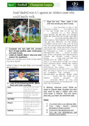 English Worksheet: Reading, listening and writing about Gareth Bale