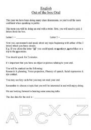 English Worksheet: Oral topic