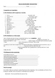 wORKSHEET ON ADJECTIVES