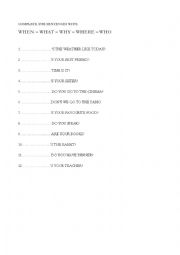 English Worksheet: WH-WORDS