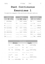 English Worksheet: Past Continuous Exercises