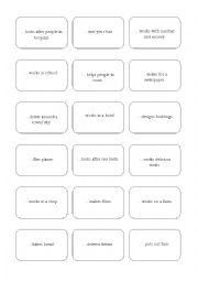 English Worksheet: Jobs - memory cards