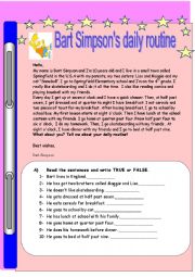 English Worksheet: Daily Routine Reading&Writing 