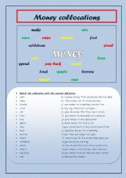 English Worksheet: MONEY COLLOCATIONS