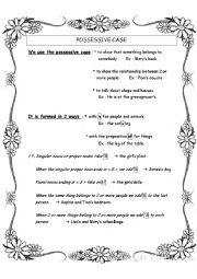 English Worksheet: Possessive case: synthesis+exercises