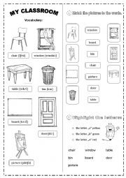 English Worksheet: My classroom