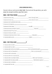 English Worksheet: Scavenger Hunt 