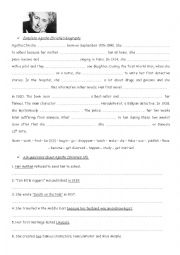 English Worksheet: Agatha Christies biography